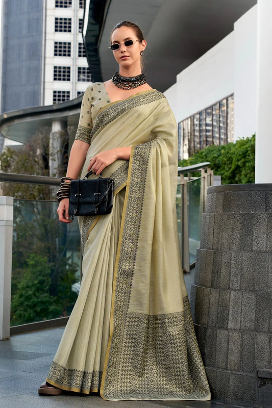 Mehendi color tissue silk saree for women