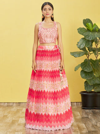 Light pink floral printed traditional lehenga choli