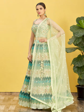 Dark Green Lehenga combination