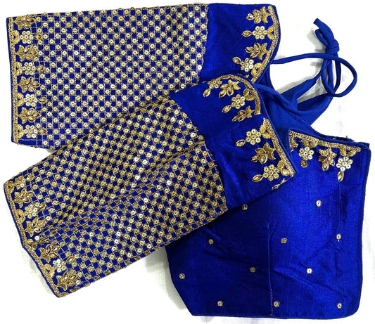 Blue color phantom silk sarees blouse