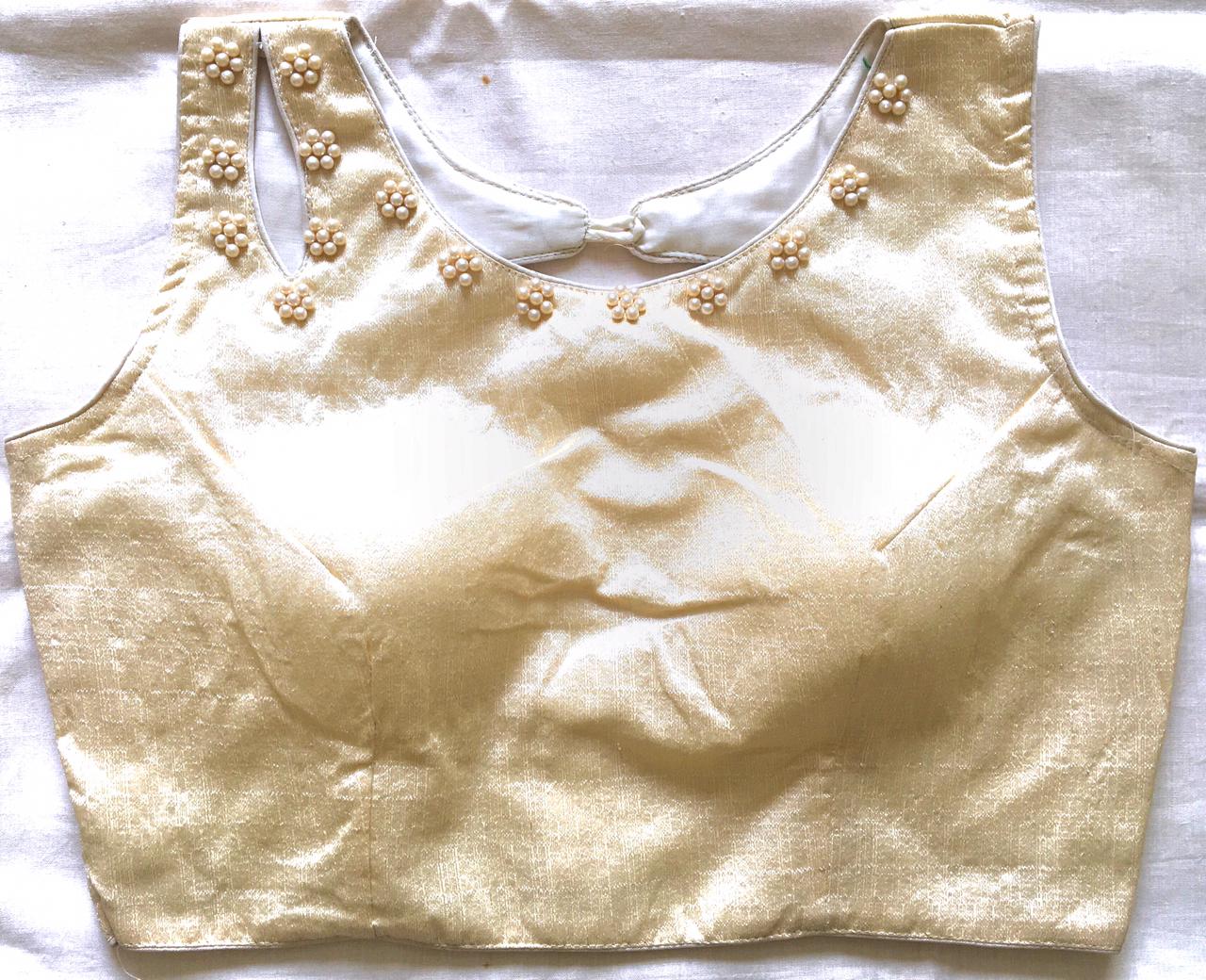 White color phantom silk moti work blouse