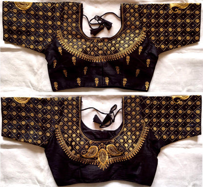 Black color phantom silk blouse online