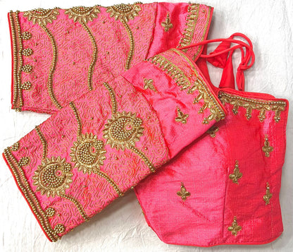 Blue color silk embroidery work stitched blouse for women