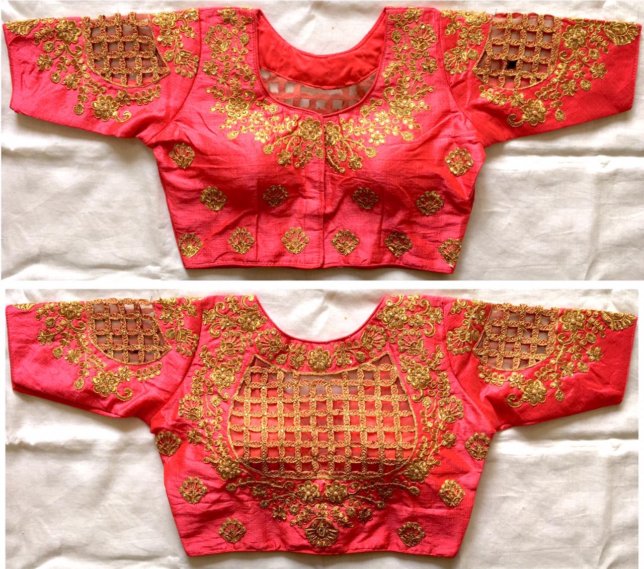 Gajri color phantom silk hand work lehenga blouse for women