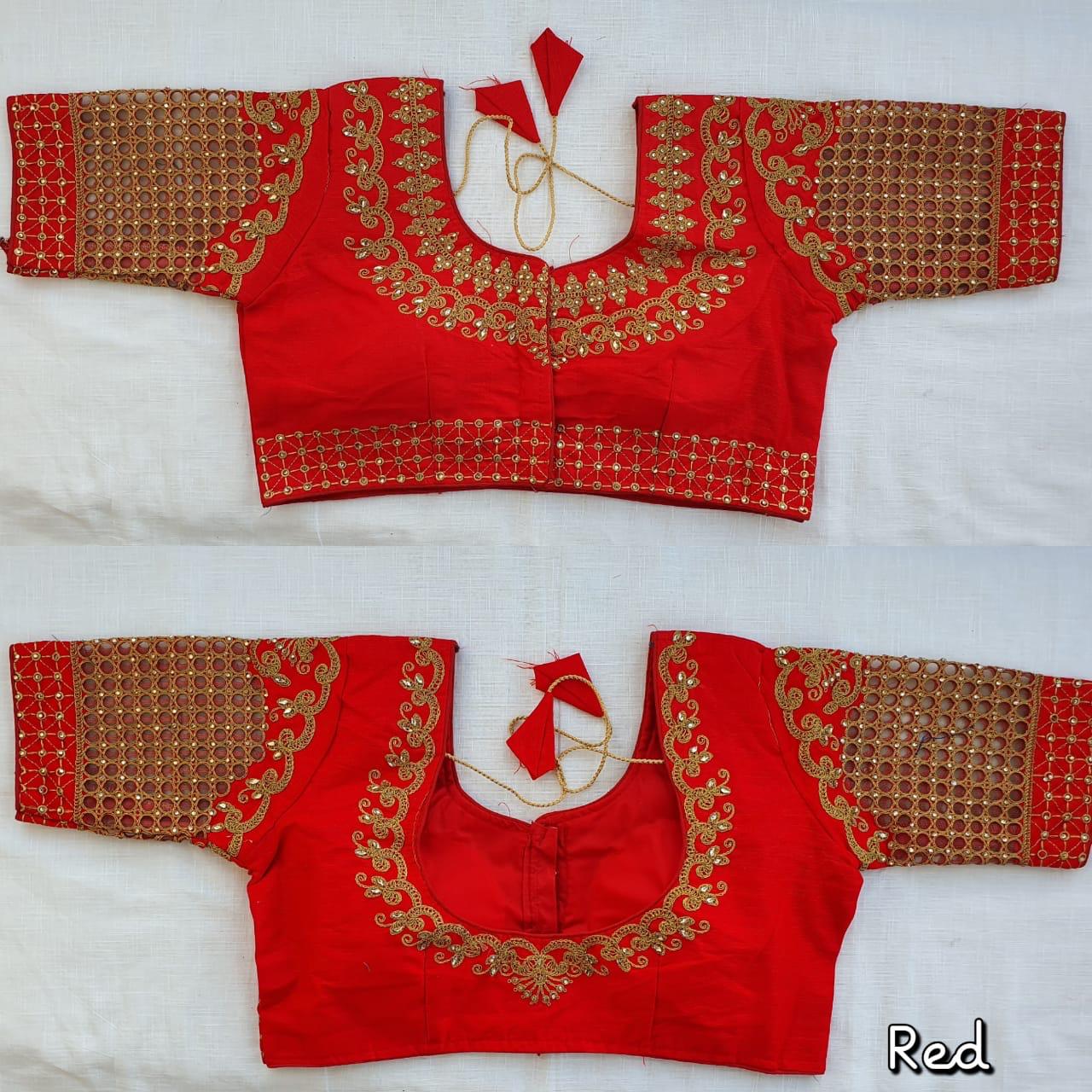 Wedding Wear Red color phantom silk blouse for women