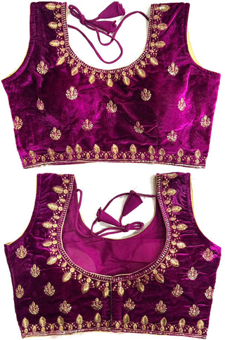 Wine Velvet Blouse Design