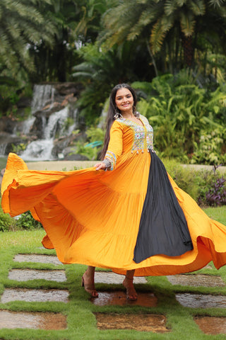 Yellow navratri gown online
