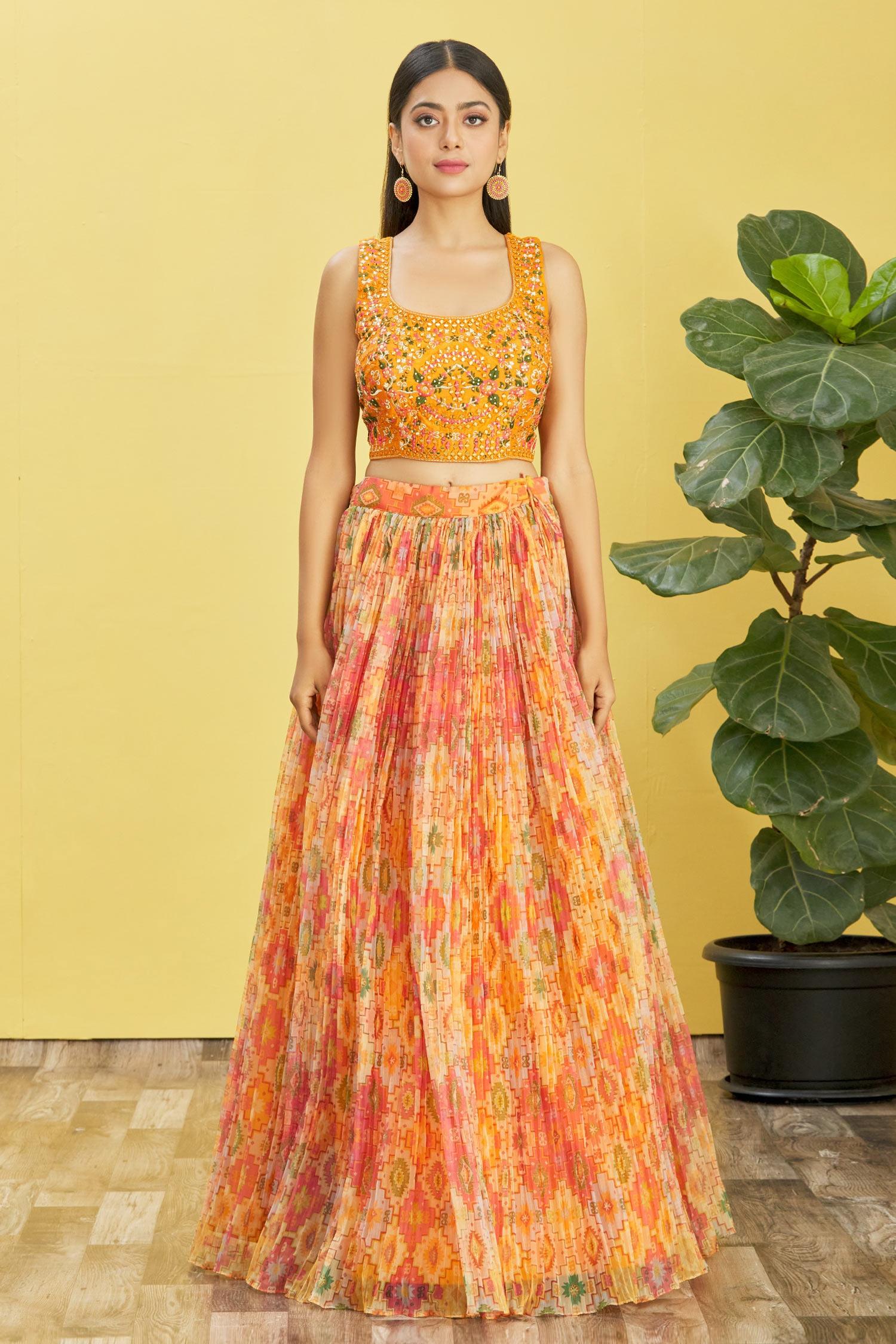 Yellow lehenga choli for women party wear