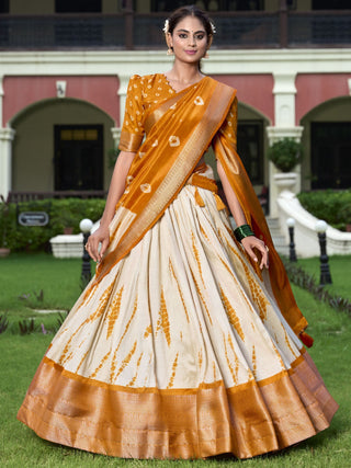 Mustard tussar silk lehenga choli for women with price
