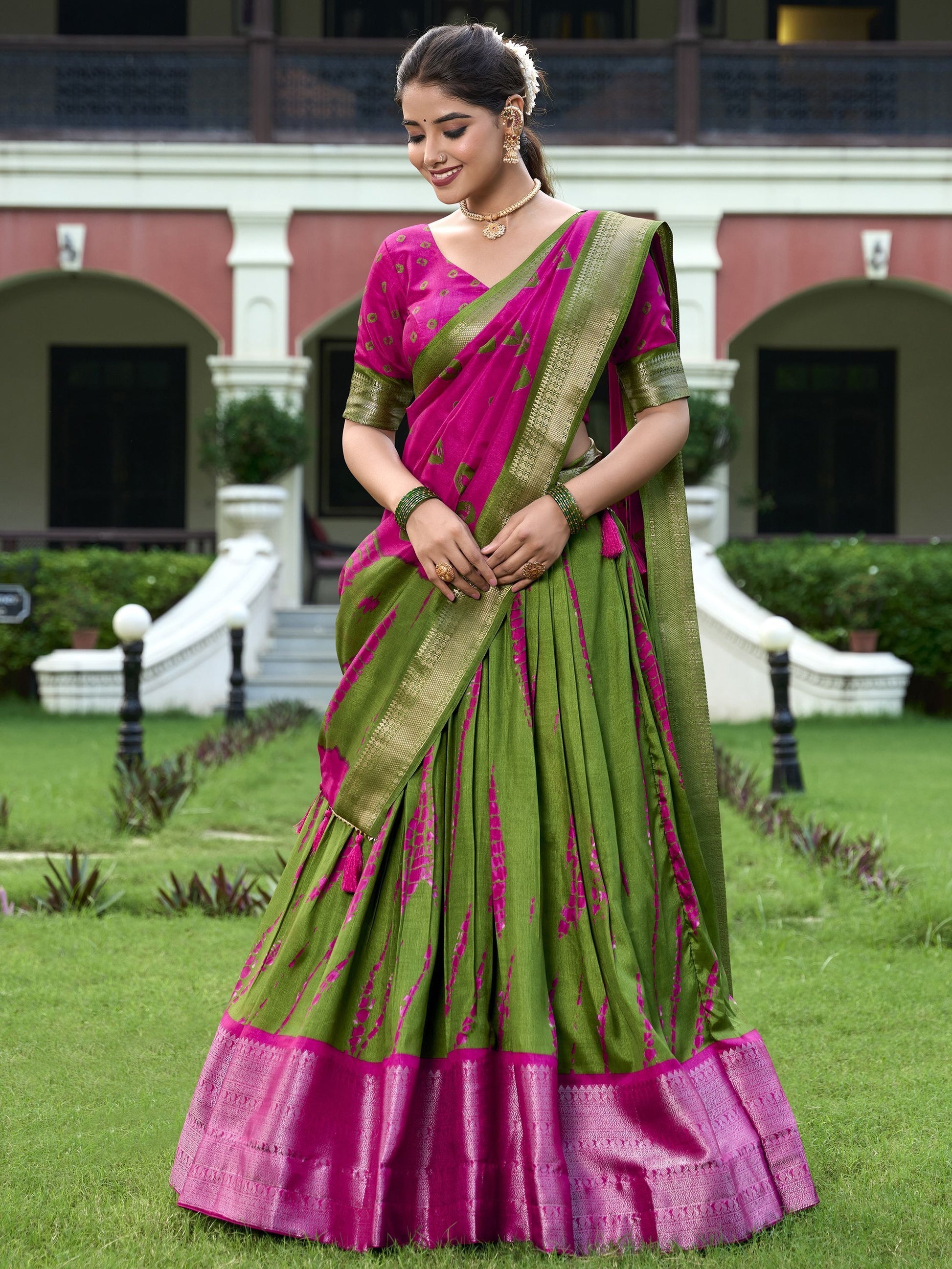 Pink dola silk lehenga choli for women online
