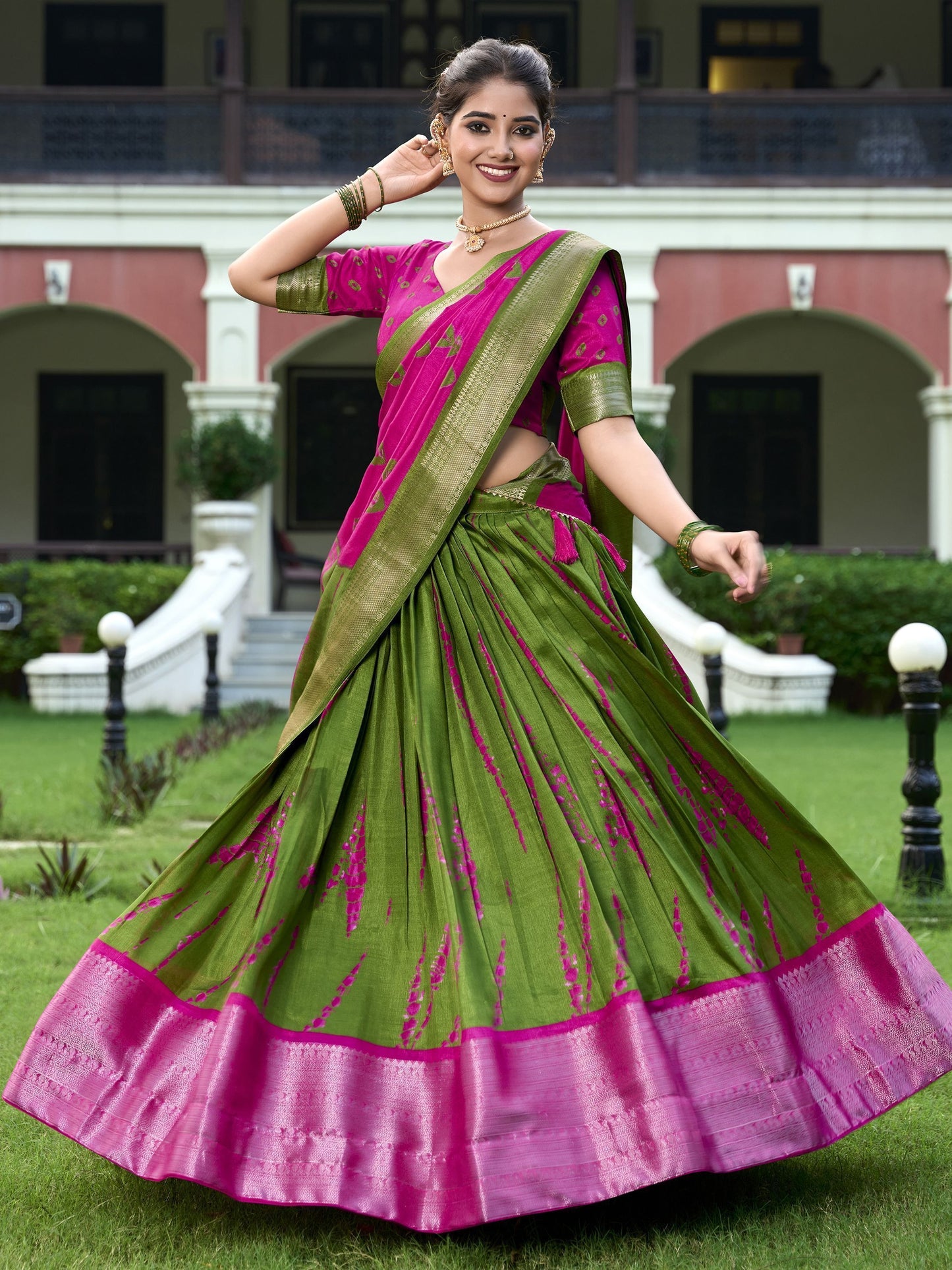 Pink dola silk lehenga choli for women online shopping
