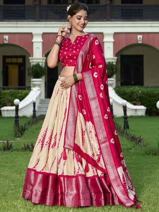 Traditional Red Shibori Printed Ghagra Choli For Sangeet Function