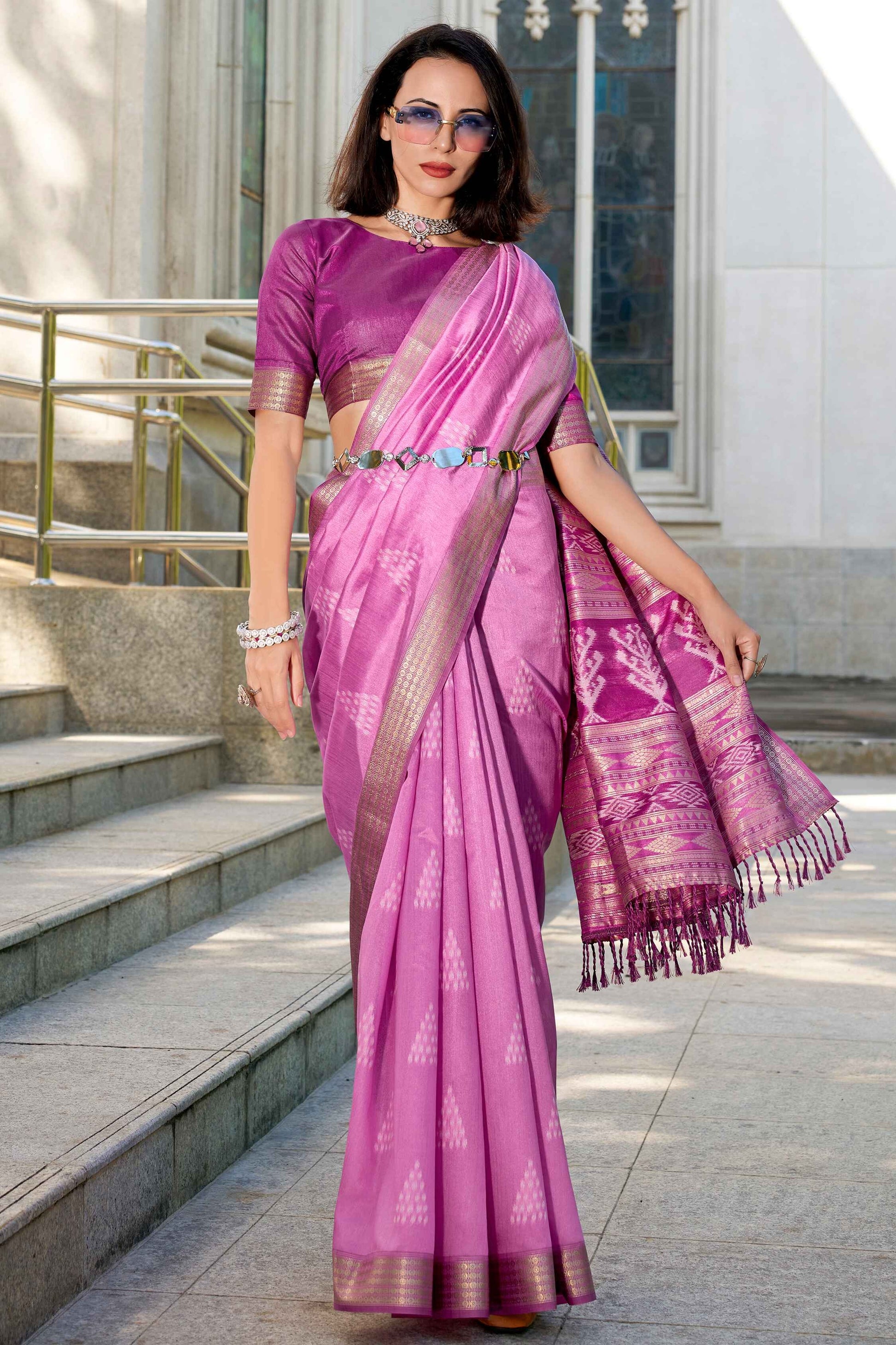 Purple color rayon silk saree for women price
