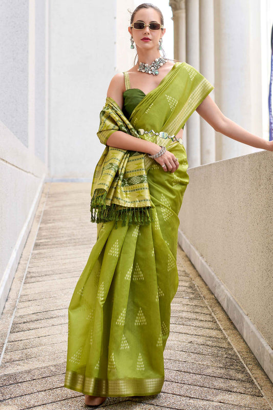 Mehendi color rayon silk saree for women price

