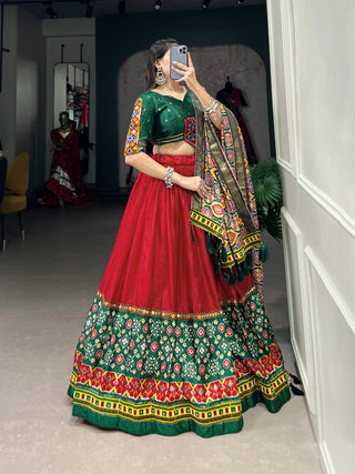 Green traditional chaniya choli with dupatta
