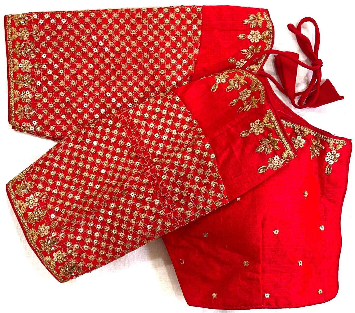 Red color phantom silk sequins work ready to wear blouse online shopping