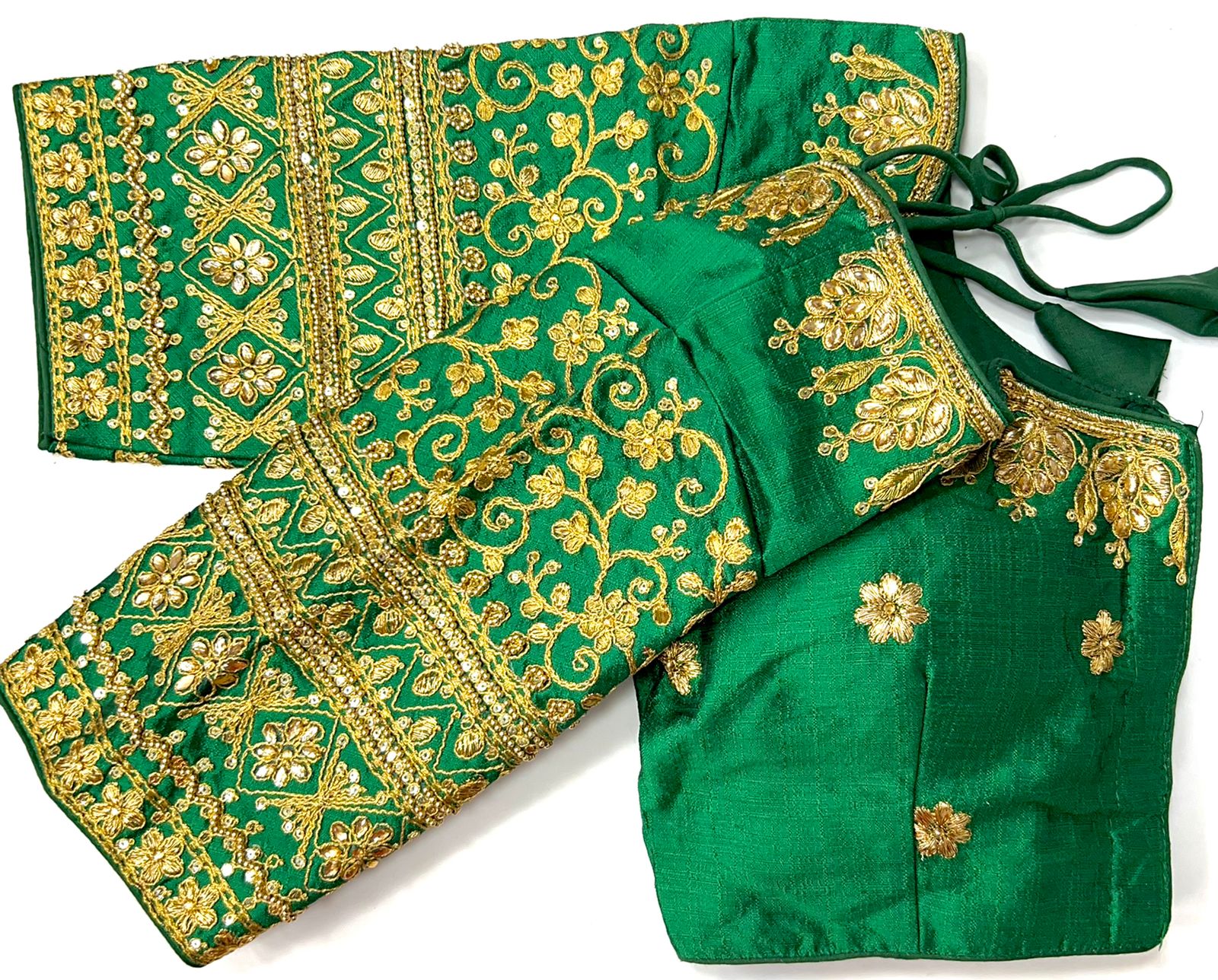 Parrot Green color silk sequins work lehenga blouse for wedding