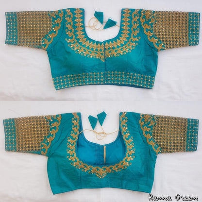 Rama color phantom silk hand work blouse 