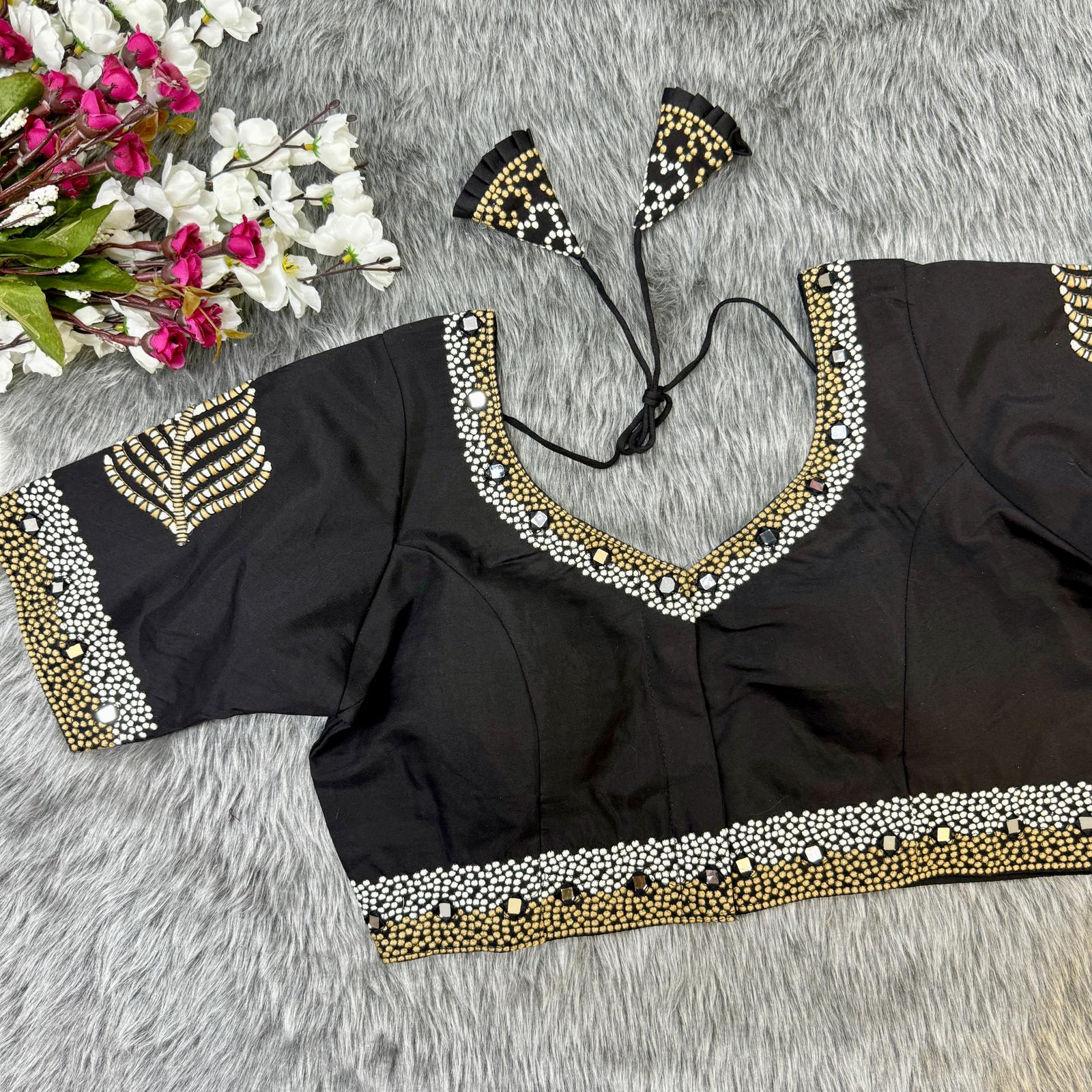 Heavy Pure Soft Silk Black Blouse For Saree
