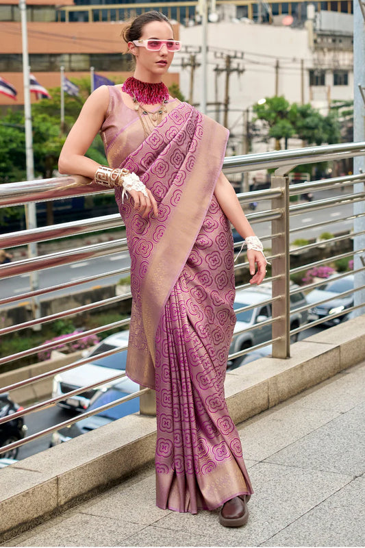 Purple colour kanchipuram silk saree for women with images
