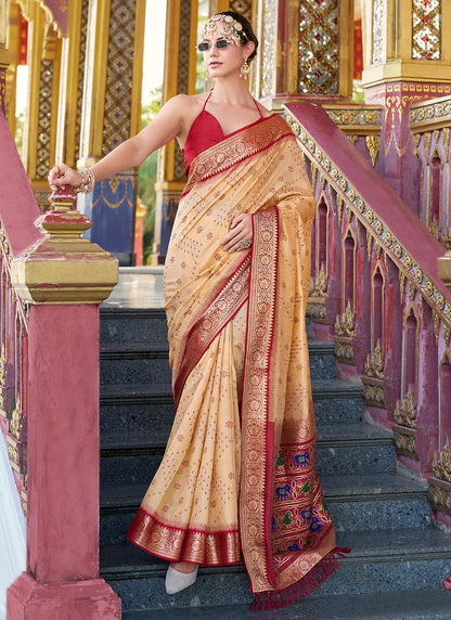 Beige color soft silk saree for women with price
