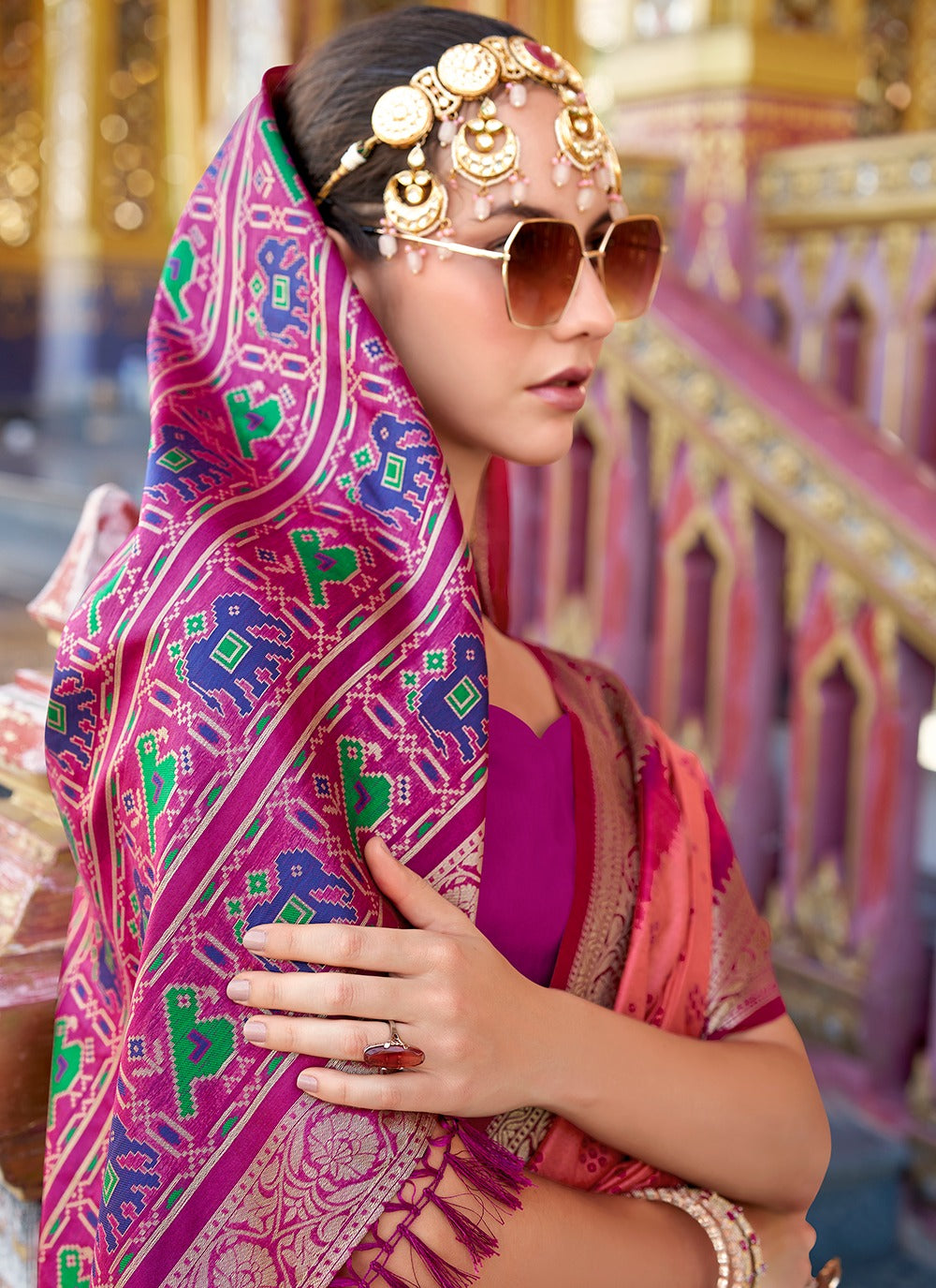 Peach color silk saree online price