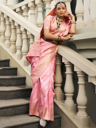 Light pink banarasi viscose silk saree for women price
