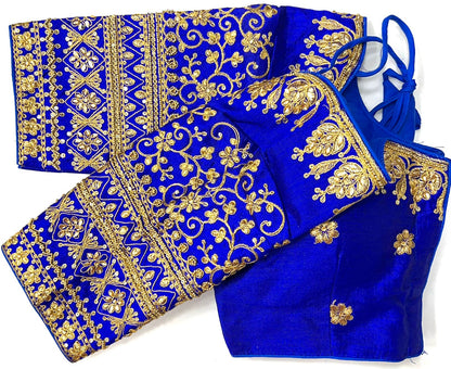 Blue color phantom silk phantom silk sarees blouse