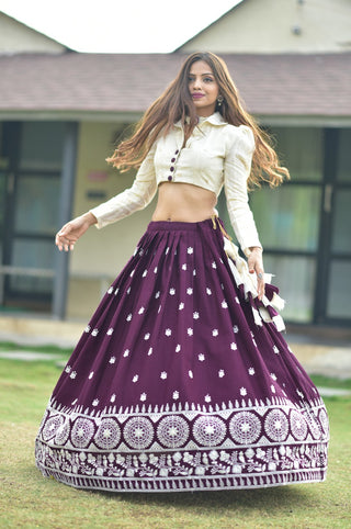 Wine Co ord Set Lehenga Choli Readymade for Party Wear