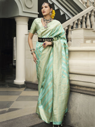 Green banarasi viscose silk saree for women price
