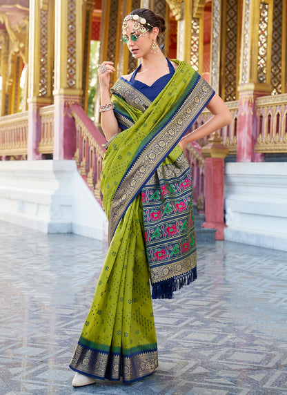party wear green silk saree canada