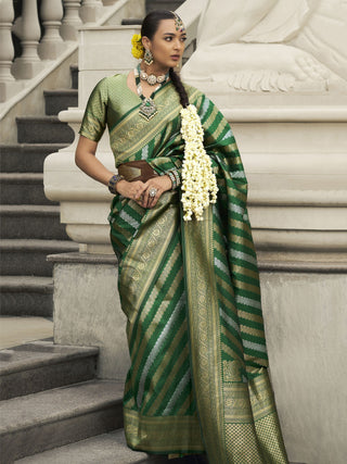 Green banarasi viscose silk saree for women price
