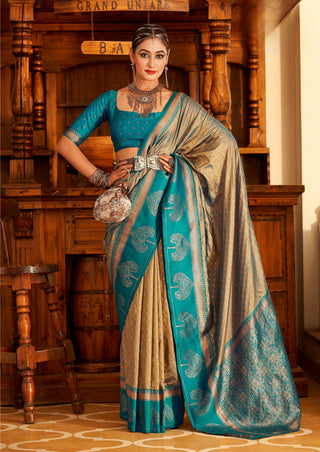 Beige Saree for Wedding
