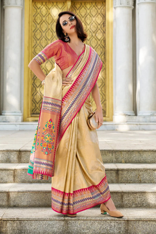 Beige Color Saree Party Wear
