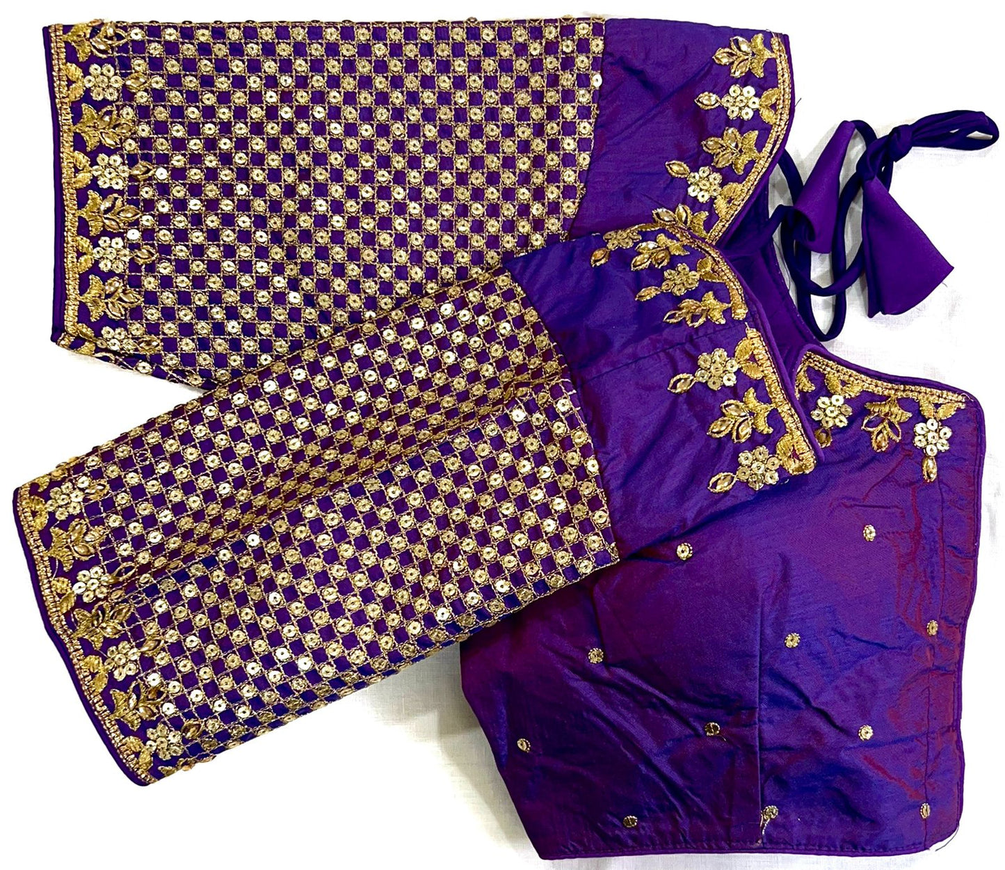 Purple color phantom silk sequins work ready to wear blouse price