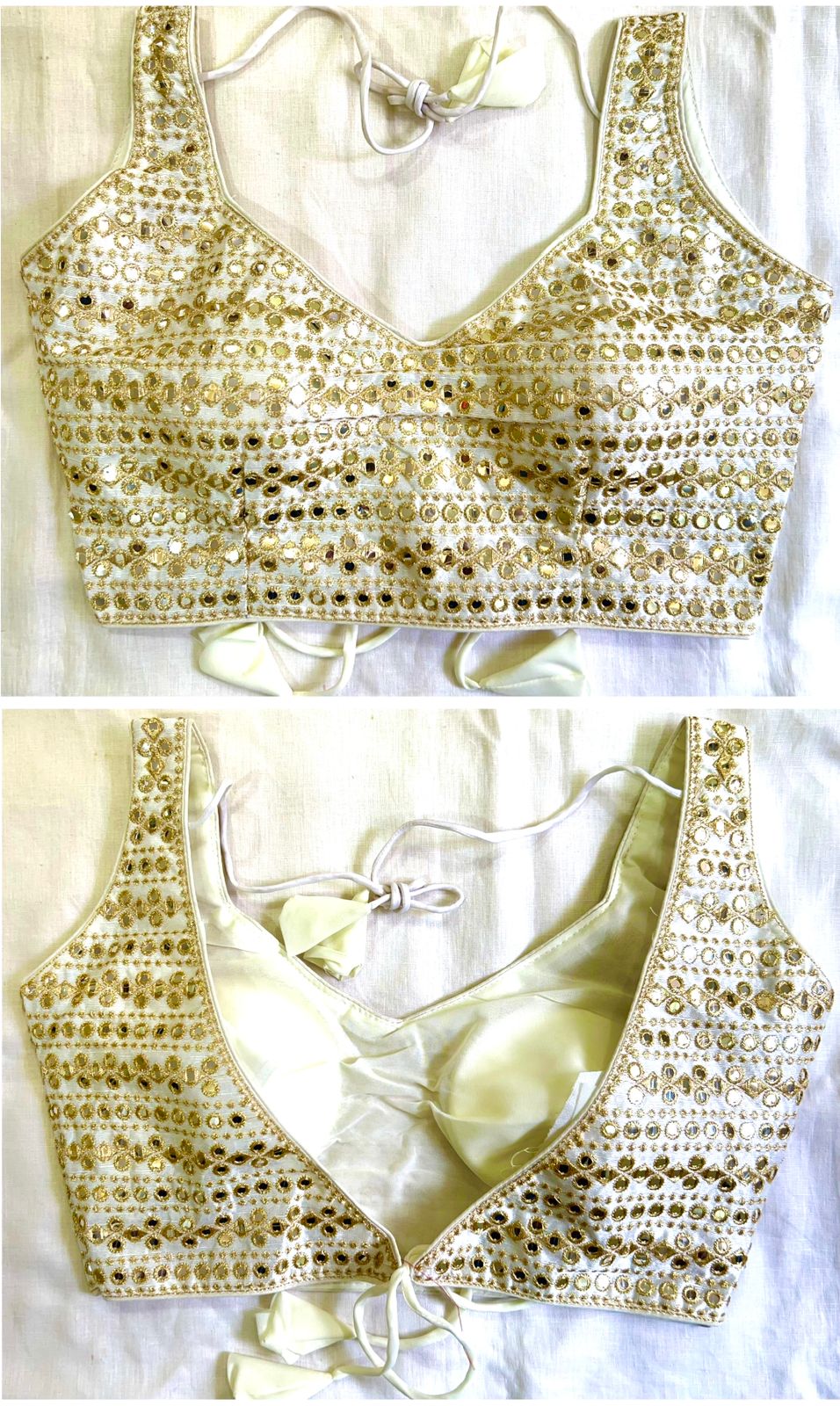 Off White Color mirror work blouse for  women