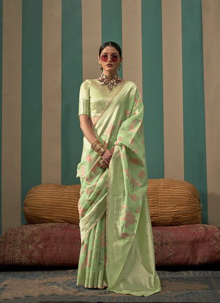 Pure pista linen saree for women
