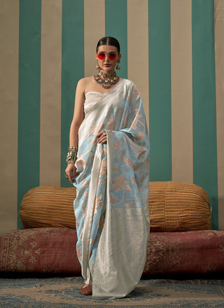 Pure sky linen saree for women
