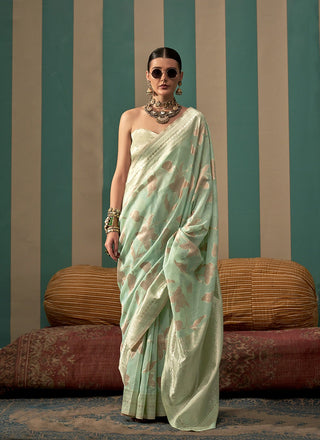 pista green sarees for women