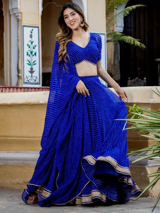 Blue georgette lehenga choli
