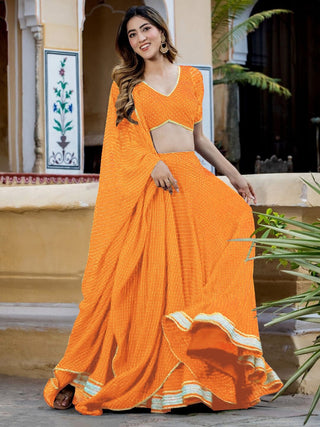 Bollywood Designer Orange Georgette Lehenga Choli For Event