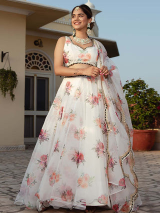 White floral Lehenga for haldi
