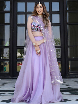 Lavender lehenga for Engagement
