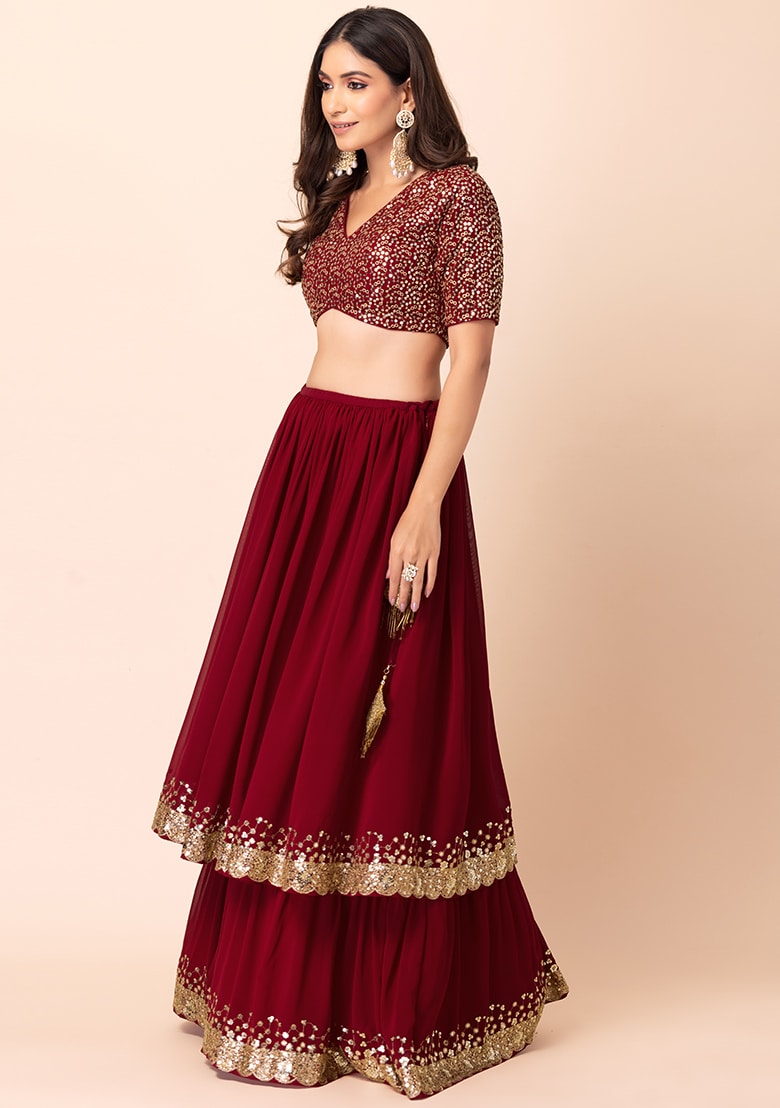 Red Lehenga Party Wear
