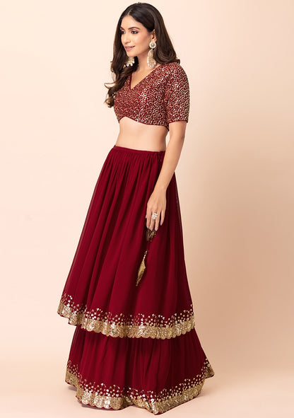Red Lehenga Party Wear

