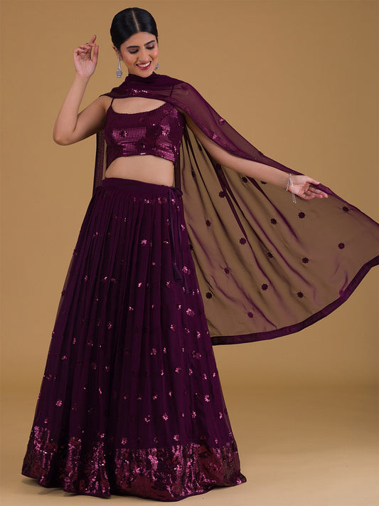 Purple color georgette lehenga choli for women