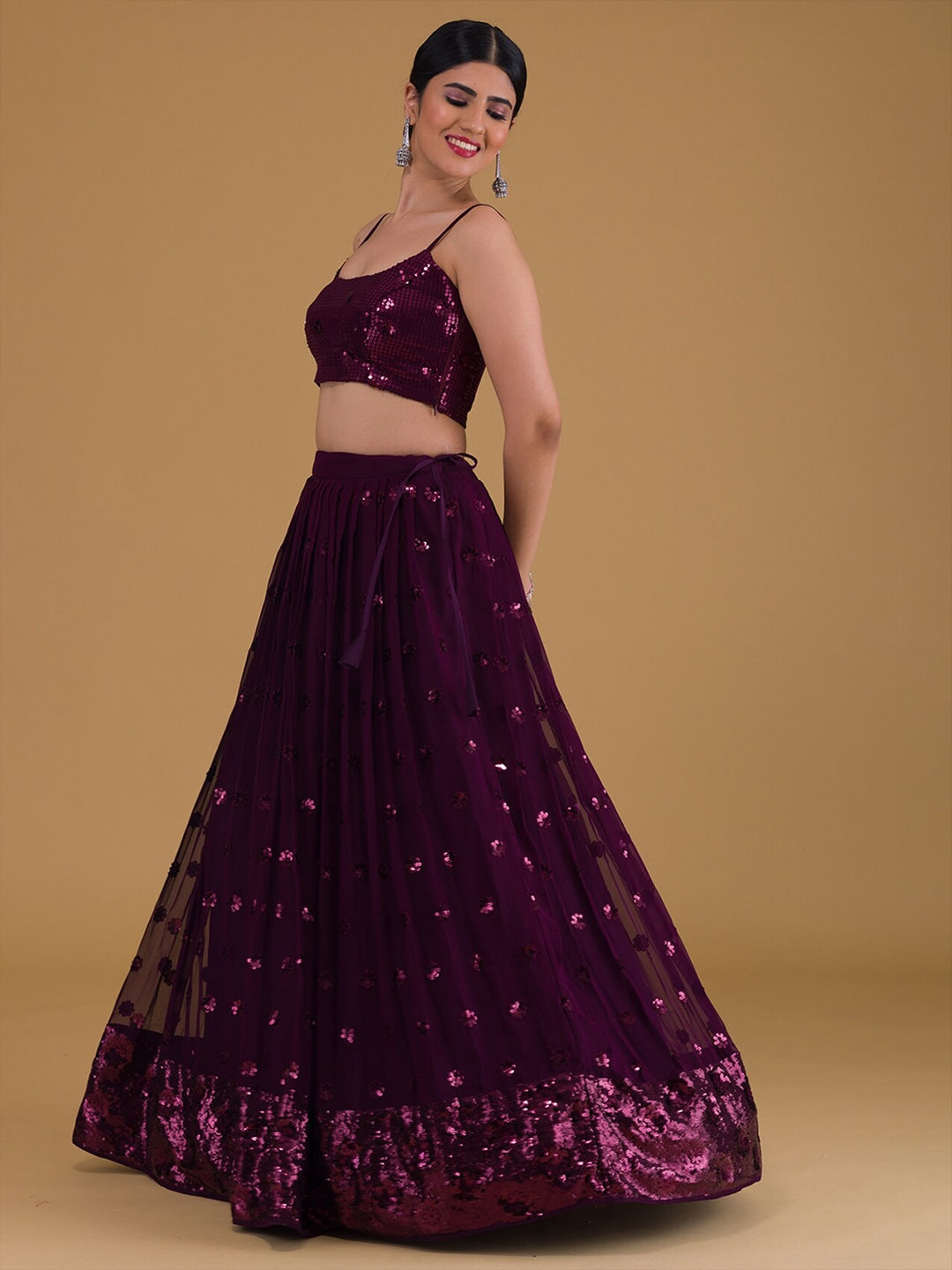 Purple color georgette lehenga choli with dupatta online