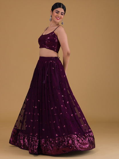 Purple color georgette lehenga choli with dupatta online