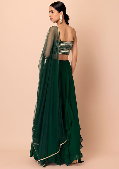 green color georgette lehenga choli with dupatta online shopping