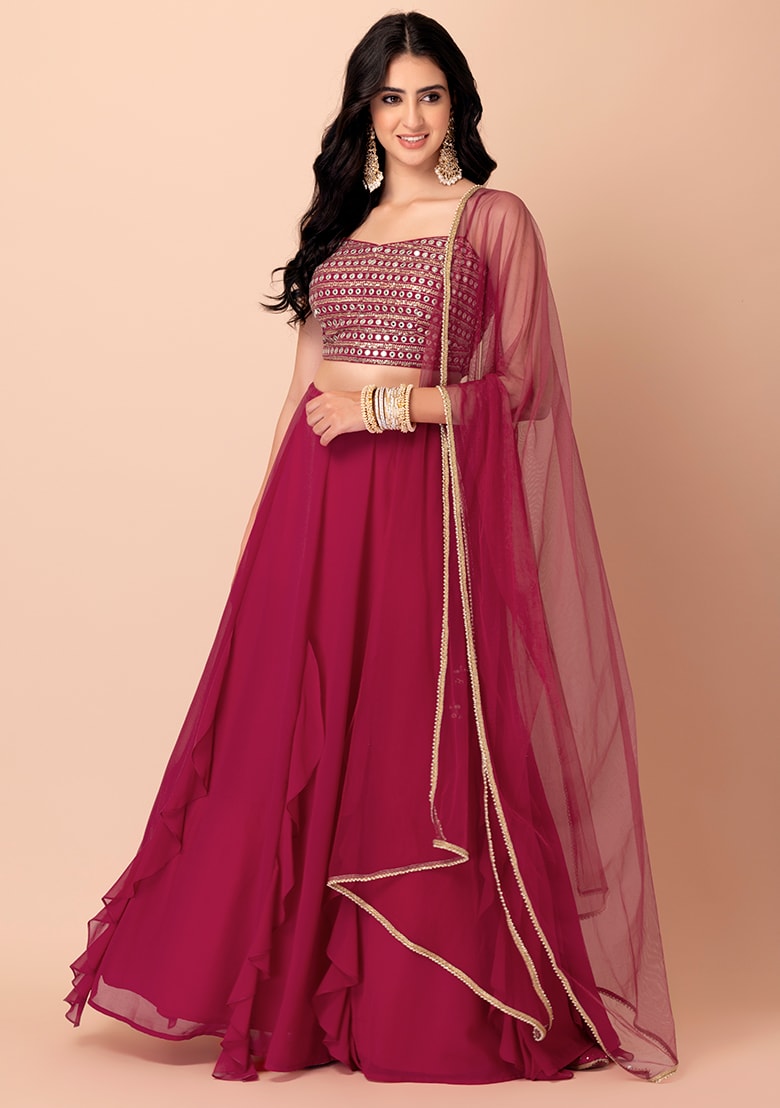 Pink color georgette lehenga choli for women